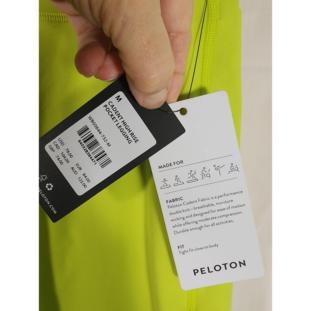 Peloton NWT Womens M Cadent High Rise Pocket Legging Neon Green Workout Pants - Picture 2 of 8